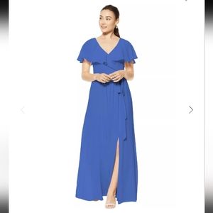 Bill Levkoff Designer Horizon Chiffon V-Neck A-Line Formal Gown Dress